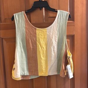 NWT Rip Curl Green and Yellow Sleeveless Crop Tank Top